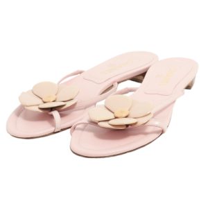 シャネル ココマーク カメリア レザー サンダル ブランド靴 ブランド品