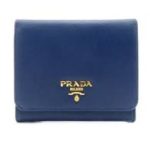 PRADA　プラダ　サフィアーノ　ブルー　三つ折財布