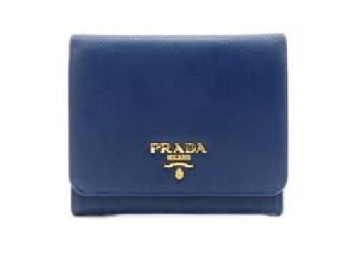 PRADA　プラダ　サフィアーノ　ブルー　三つ折財布