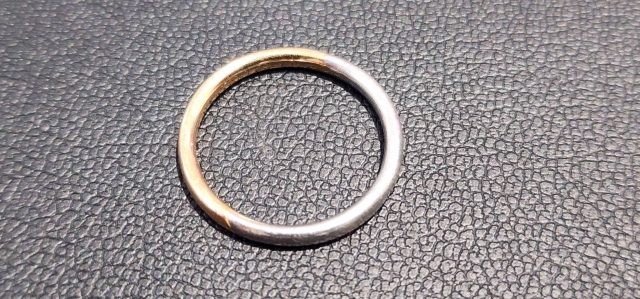 18金 K18 プラチナ900 Pt900 コンビ リング 指輪 アクセサリー イニシャル刻印あり