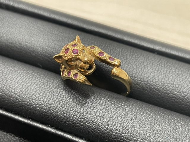 K18 レオパルドリング ルビー付き