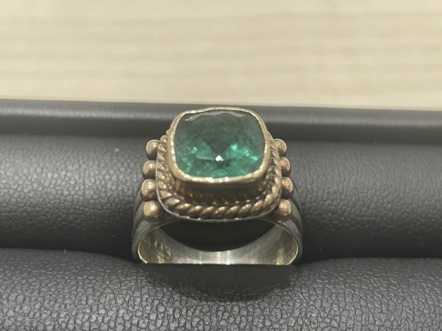K18/SV925 エメラルドリング