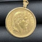 1865年 ナポレオン3世 金貨 1865年 20フラン コインペンダントトップ