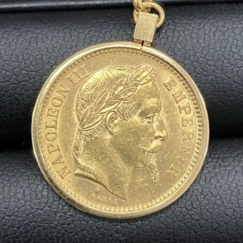 1865年 ナポレオン3世 金貨 1865年 20フラン コインペンダントトップ