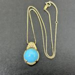 貴金属 K18 ネックレス トルコ石 ダイヤモンド