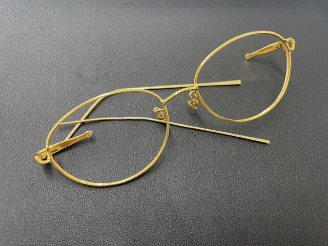 金 K18 メガネフレーム 金縁 金枠 メガネ 貴金属 19.6g
