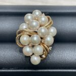 金 K18 リング パール,メレダイヤ付き 8.8g アクセサリー