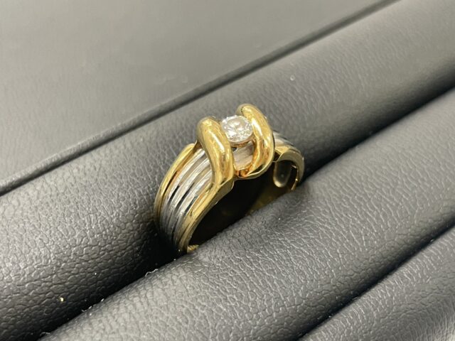 K18/Pt900 コンビリング 5.6g md0.18ct ジュエリー