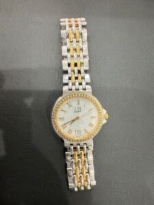 dunhill ダンヒル エリート 2ロウ ダイヤベゼル デイト ホワイト文字盤 SS　腕時計　ブランド時計　