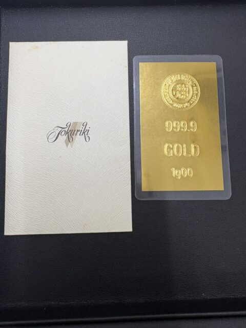 金 K24 999.9 徳力 1g インゴット カード