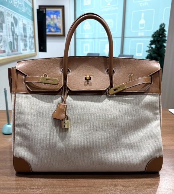 エルメス HERMES バーキン40 トワルアッシュ×レザー