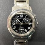 HERMES エルメス クリッパークロノ 黒文字盤 QZ 腕時計