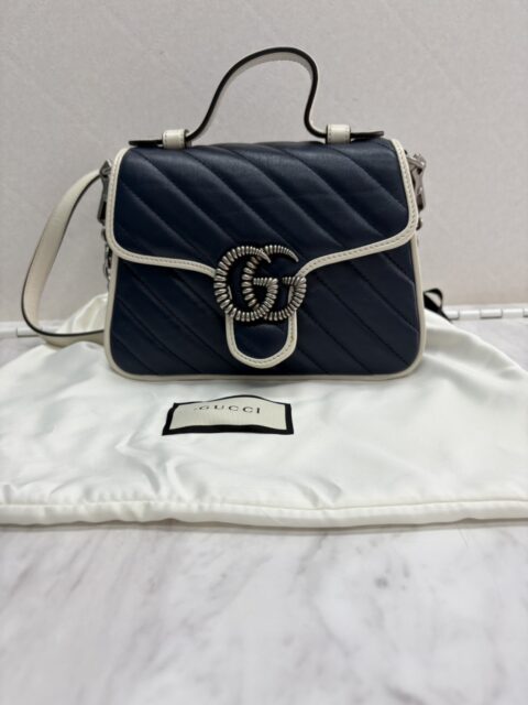 グッチ GGマーモント ミニ トップハンドル ハンドバッグ 2way ショルダーバッグ