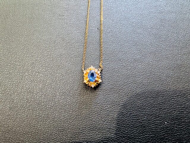 金 貴金属 K18 ネックレス サファイア付 