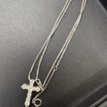 Pt900 プラチナ ネックレス ダイヤ付きクロス メレダイヤ1ct