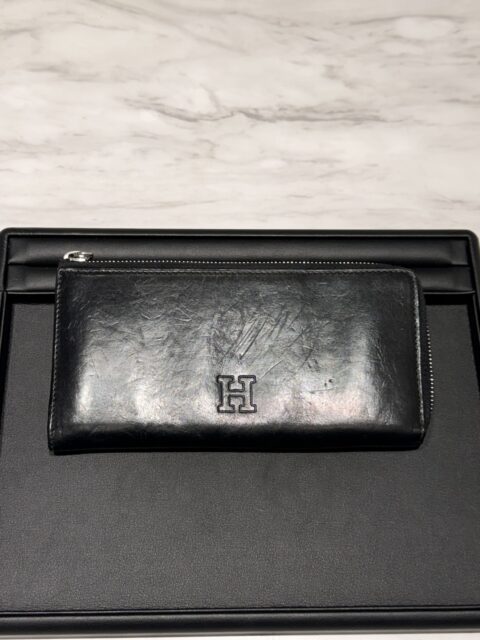 HIROFU 長財布 レザー ラウンドファスナー