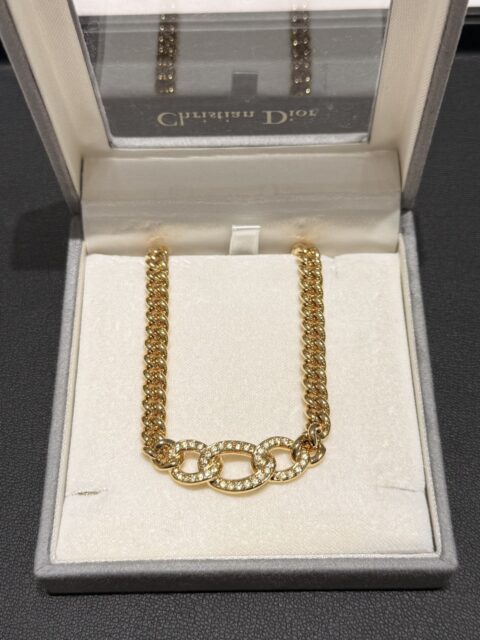 Dior ディオール ネックレス ラインストーン ゴールドカラー 箱あり